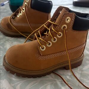 Timberland Tan Kids Boots with Black Collar